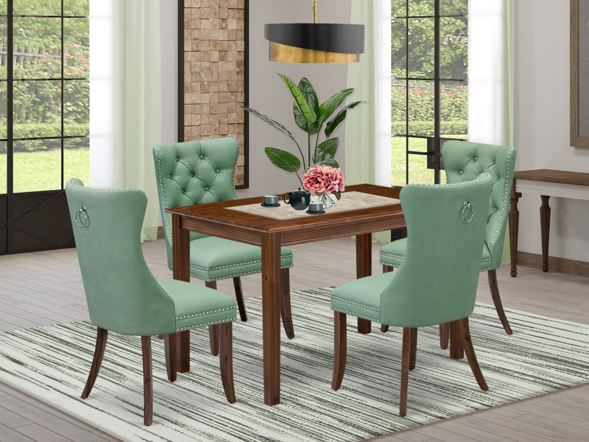 YADA5-AWA-22 Dining Set for Small Spaces, Antique Walnut - A Rectangle Kitchen Table & 4 Parson Chairs - 5 Piece