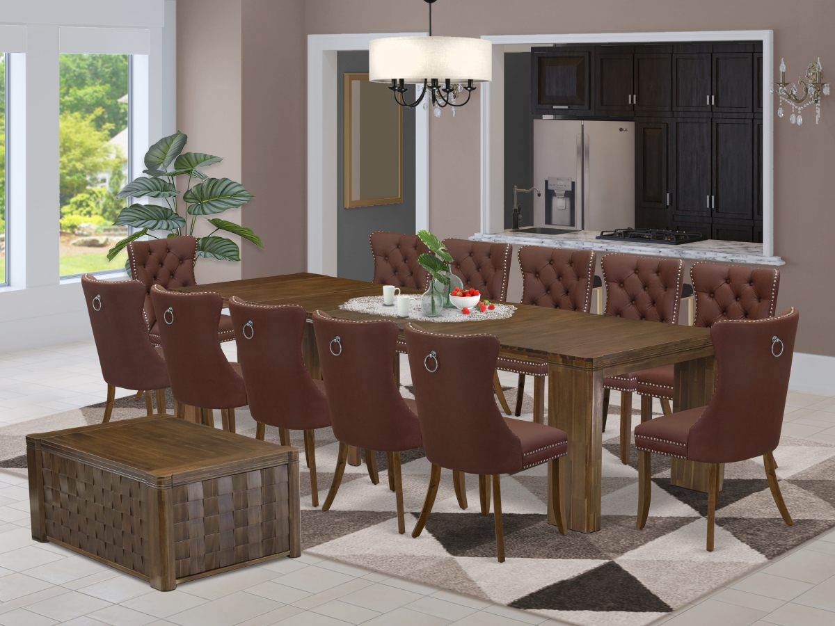 X12DA-0C8-26 A Rectangle Xtenczar Table Extendable Dining Set, Antique Walnut - 14 Piece