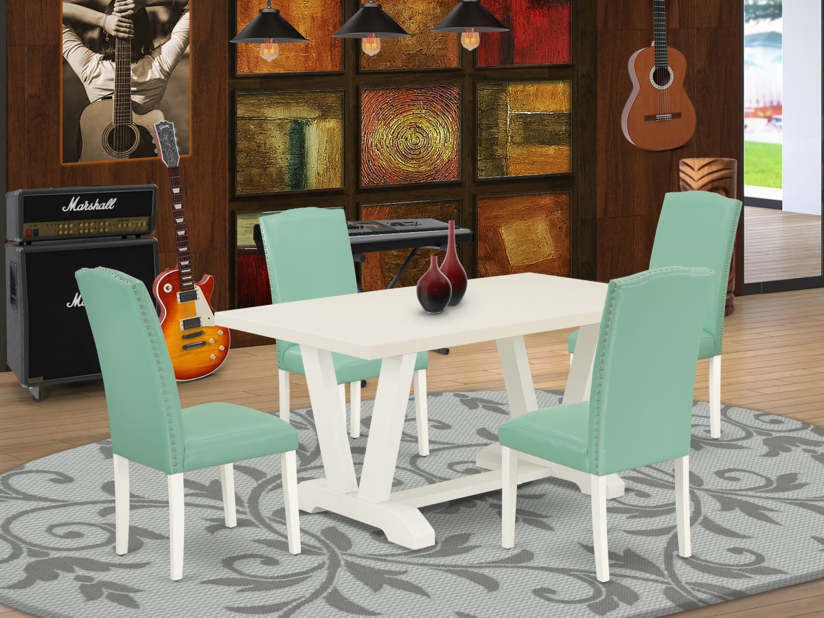V026EN257-5 Dining Room Set Contains A Dining Table & 4 Dining Chairs, Multi-Color - 6 Piece