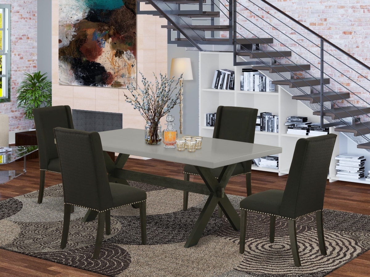 X697FL624-5 Asian Wood Rectangular Dinette Set, Multi-Color - 5 Piece