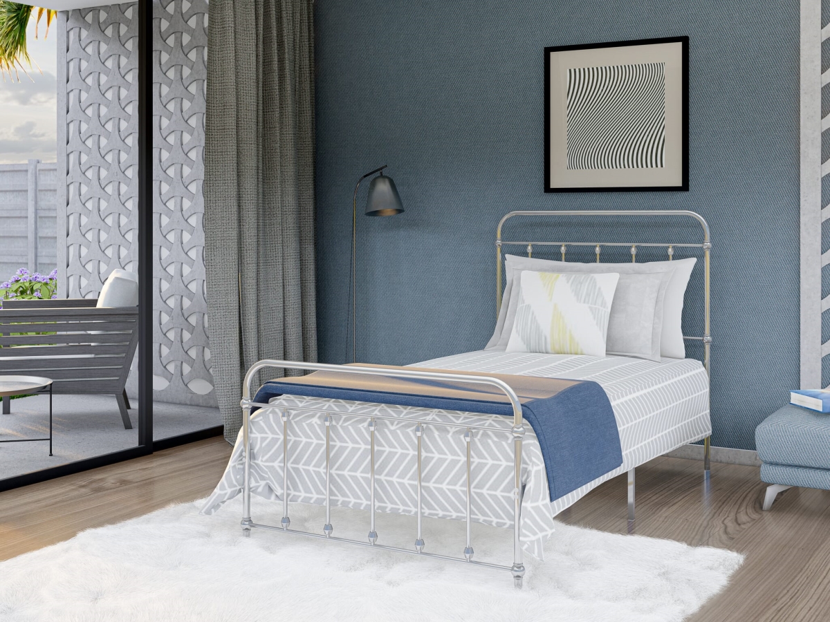 GDTBSIL Garland Twin Bed Frame with 6 Metal Legs, Silver - Deluxe Bed Frame in Powder Coating Silver Color