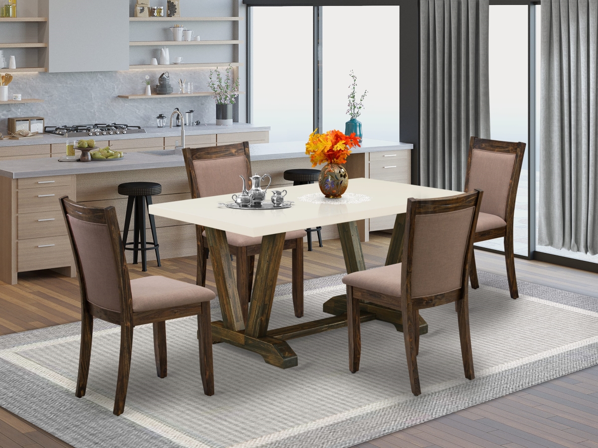 V726MZ748-5 Modern Dining Set, Multi-Color - 4 Parson Chairs & 1 Dining Room Table - 5 Piece
