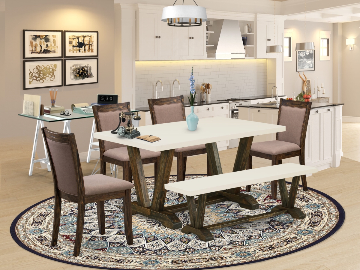 V726MZ748-6 Dining Set, Multi-Color - 4 Parson Dining Chairs - 6 Piece