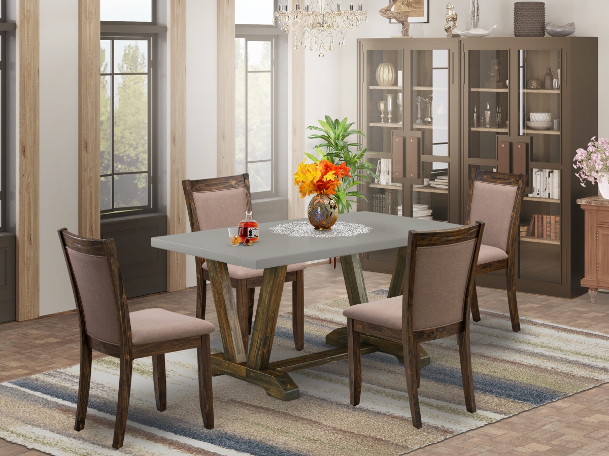 V796MZ748-5 Dining Room Table Set, Multi-Color - 4 Dining Chairs & 1 Modern Dining Table - 5 Piece