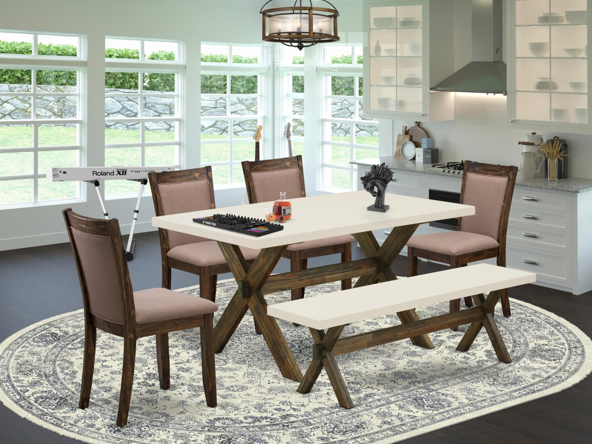 X726MZ748-6 Upholstered Dining Set, Multi-Color - 4 Dining Chairs - 6 Piece