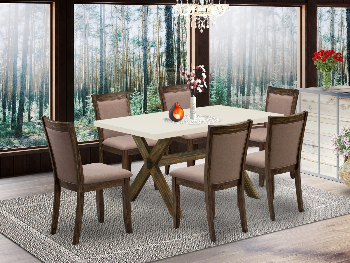 X726MZ748-7 Dinette Set, Multi-Color - 6 Parson Dining Room Chairs & 1 Modern Dining Table - 7 Piece