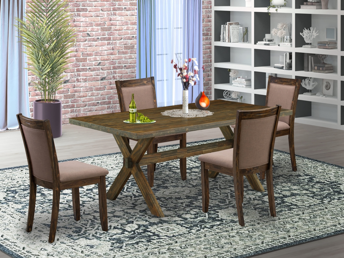 X776MZ748-5 Modern Dining Set, Multi-Color - 4 Parson Chairs & 1 Dining Table - 5 Piece