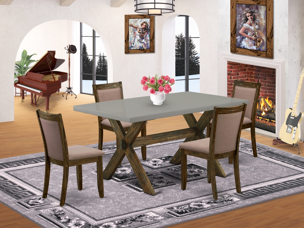 X796MZ748-5 Kitchen Dining Set, Multi-Color - 4 Dining Padded Chairs & 1 Kitchen Table - 5 Piece