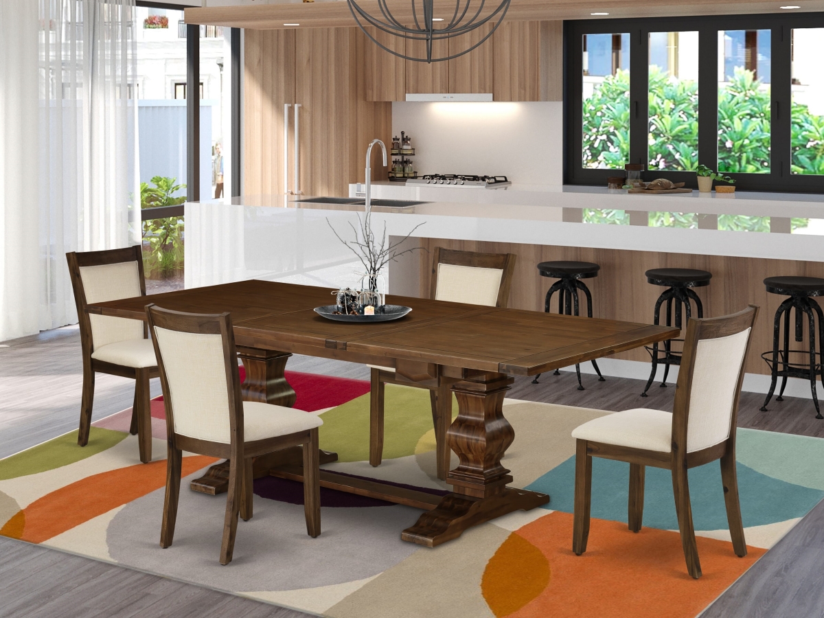 LAMZ5-N8-32 s Dining Set, Walnut - 1 Kitchen Table & 4 Kitchen Chairs with Stylish Back - 5 Piece