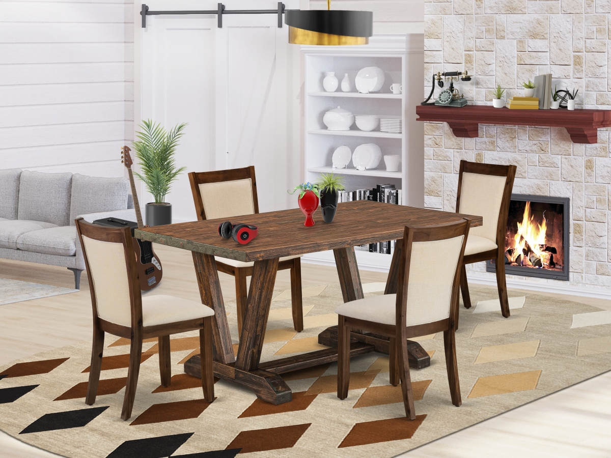 V776MZN32-5 s Dinette Set, Multi-Color - 1 Dining Table & 4 Kitchen Chairs with Stylish Back - 5 Piece