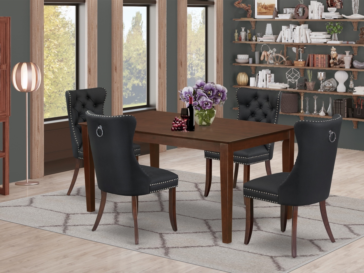 CADA5-MAH-12 Kitchen Table Set with A Rectangle Dining Room Table & 4 Upholstered Chairs, Mahogany - 5 Piece