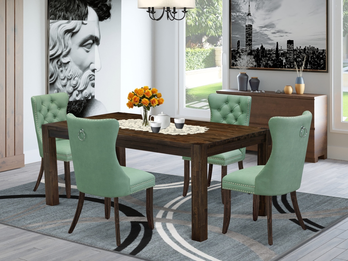 LMDA5-07-T22 Dining Room Set - A Rectangle Rustic Wood Table & 4 Chairs, Jacobean - 5 Piece