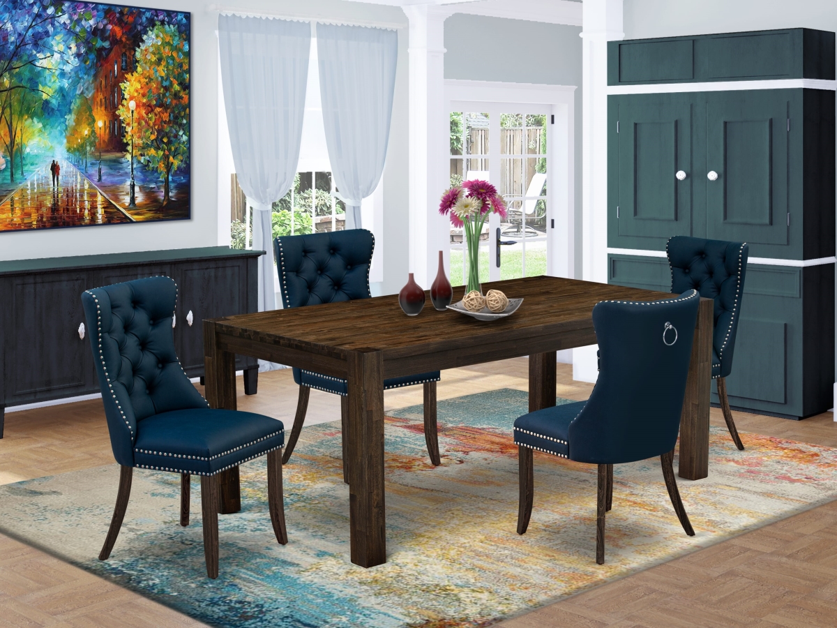 LMDA5-07-T29 Dinette Set, Jacobean - A Rectangle Rustic Wood Dining Table & 4 Chairs - 5 Piece