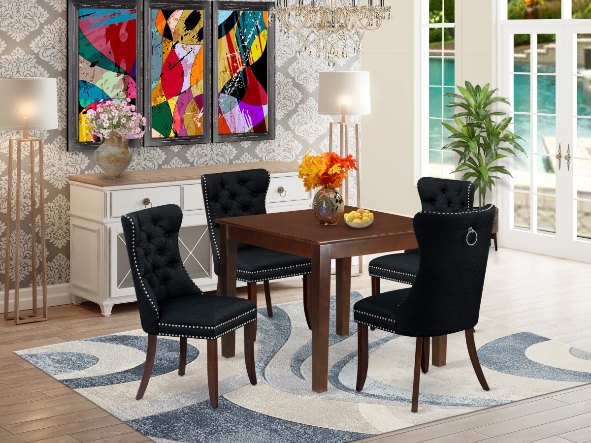 OXDA5-MAH-24 Dinette Set with A Square Dining Room Table & 4 Upholstered Chairs, Mahogany - 5 Piece