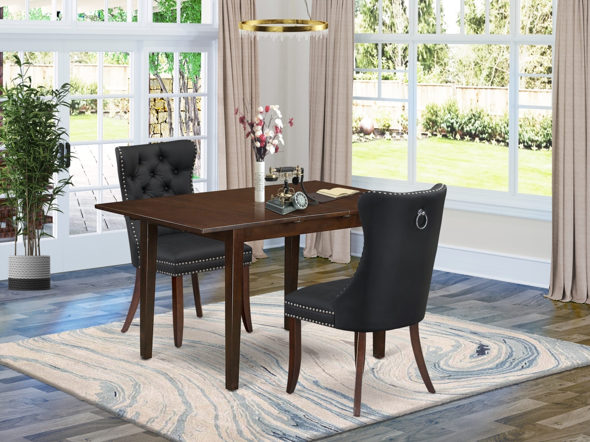 PSDA3-MAH-12 A Rectangle Dining Table with Removable Leaf & 2 Parson Chairs Kitchen Table Set, Mahogany - 3 Piece