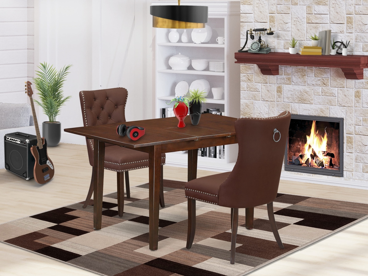 PSDA3-MAH-26 Dinette Set Contains A Rectangle Kitchen Table with Removable Leaf & 2 Parson Chairs, Mahogany - 3 Piece