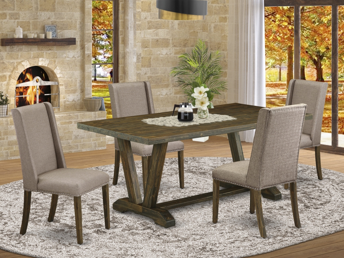 V777FL716-5 Kitchen Table Set, Multi-Color - 5 Piece