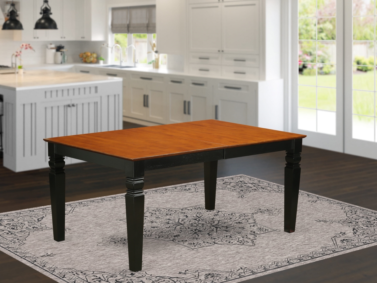 East West Furniture - Weston Rectangular Dining Table with 18 in butterfly Leaf in Black and Cherry - Black & Cherry