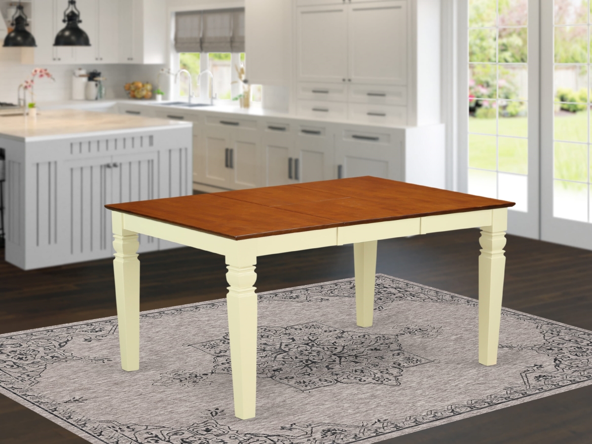 WET-BMK-TL Mid Century Table with Cherry Rectangular Tabletop, Buttermilk & Cherry