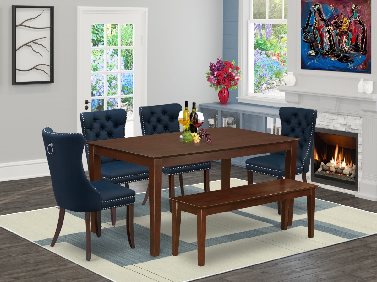 CADA6-MAH-29 Dinette Set with A Rectangle Dining Table & 4 Chairs with A Bench, Mahogany - 6 Piece
