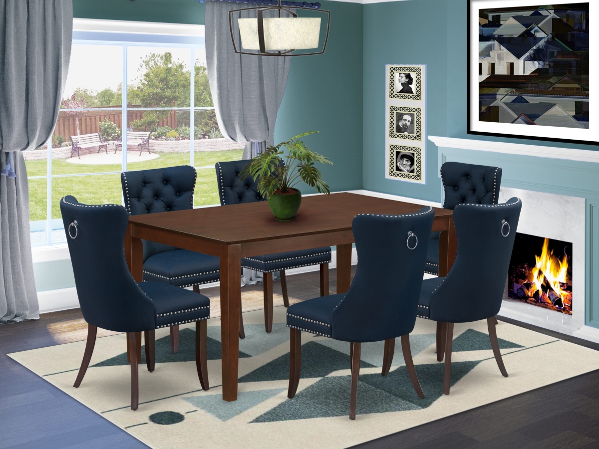 CADA7-MAH-29 Dining Room Set with A Rectangle Solid Wood Table & 6 Padded Chairs, Mahogany - 7 Piece