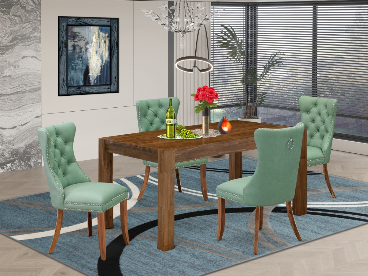 CNDA5-0N-T22 Kitchen Set with A Rectangle Rustic Wood Dining Table & 4 Chairs, Natural Walnut - 5 Piece