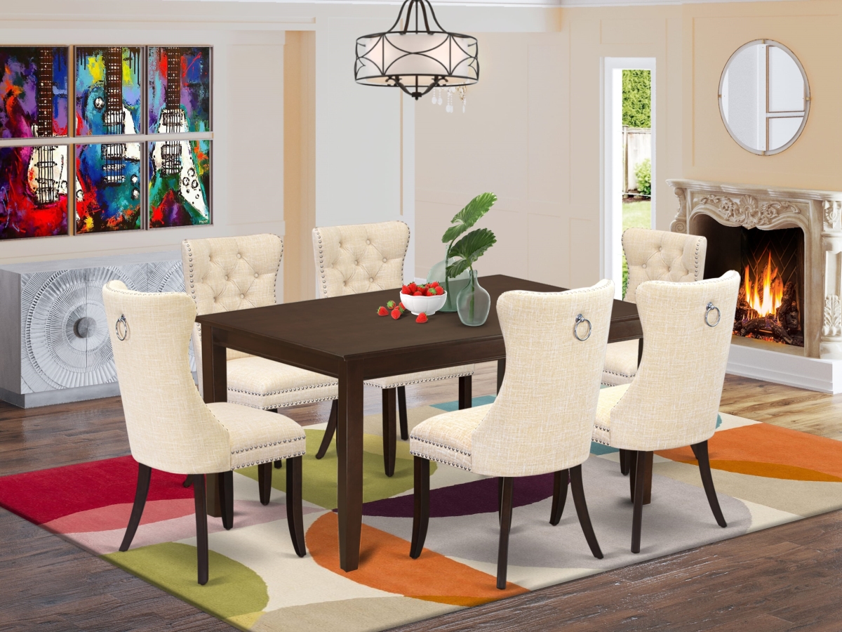 DUDA5-MAH-32 Dinette Set with A Rectangle Dining Table & 4 Upholstered Chairs, Mahogany - 5 Piece