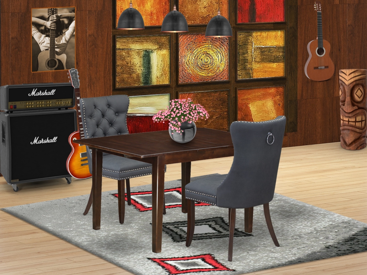 MLDA3-MAH-13 Dining Set with A Rectangle Kitchen Table with Removable Leaf & 2 Parson Chairs, Mahogany - 3 Piece