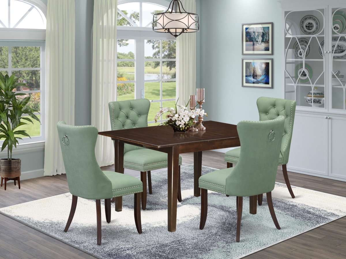 MLDA5-MAH-22 Dinette Set, Mahogany - A Rectangle Wooden Table with Removable Leaf & 4 Parson Chairs - 5 Piece