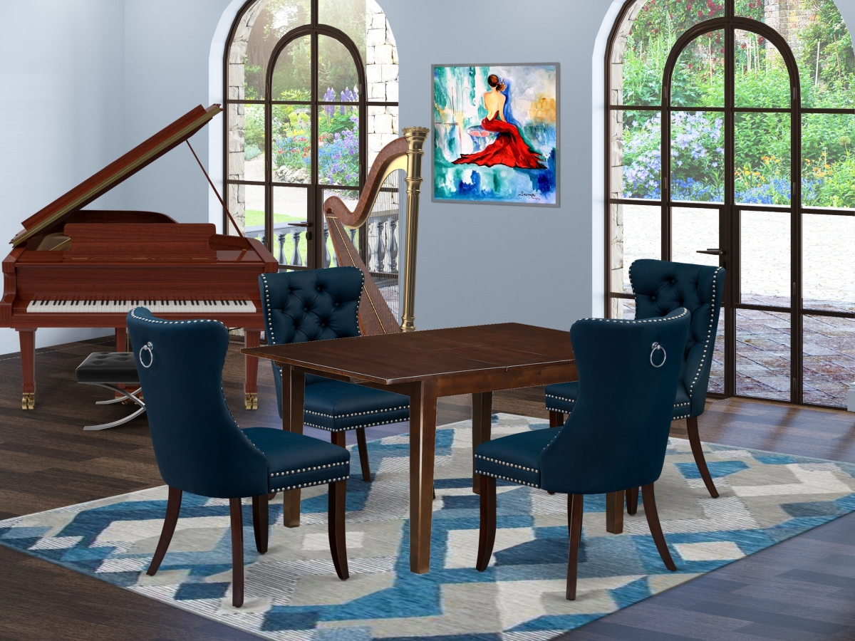 MLDA5-MAH-29 Kitchen Table Set Contains A Rectangle Dining Table with Removable Leaf & 4 Padded Chairs, Mahogany - 5 Piece