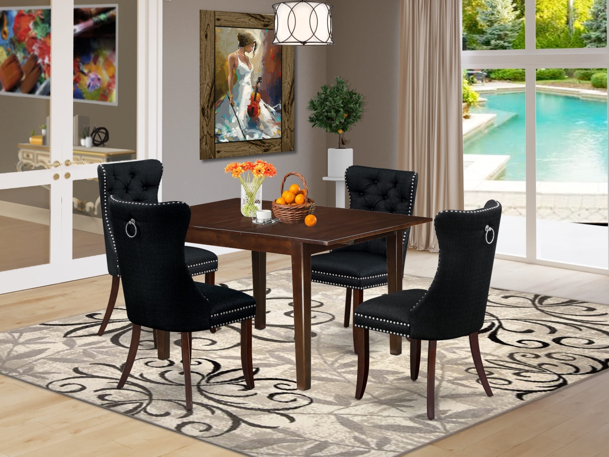 MLDA5-MAH-24 Dinette Set with A Rectangle Dining Table with Removable Leaf & 4 Padded Chairs, Mahogany - 5 Piece