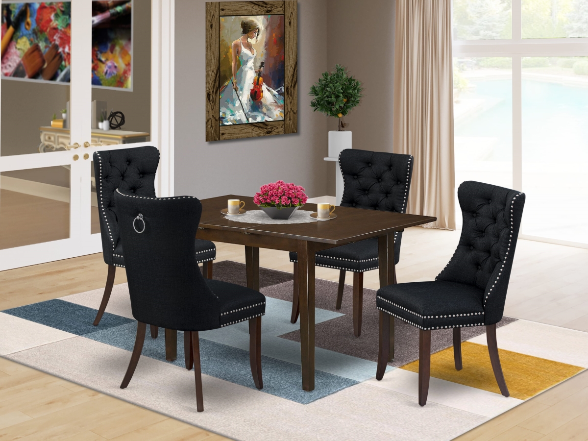 PSDA5-MAH-24 Kitchen Set with A Rectangle Dining Table with Removable Leaf & 4 Upholstered Chairs, Mahogany - 5 Piece