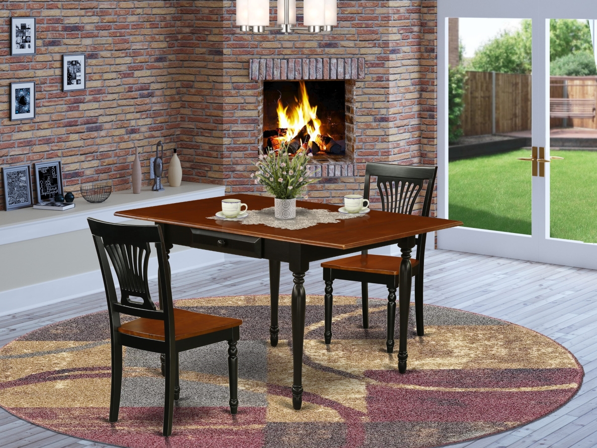 MZPV3-BCH-W Dining Set, Black & Cherry