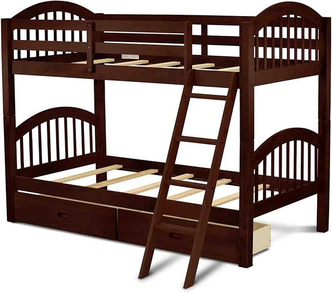 AVEB-08-TA Verona Twin Bunk Bed in Java Finish with Under Drawer, Java