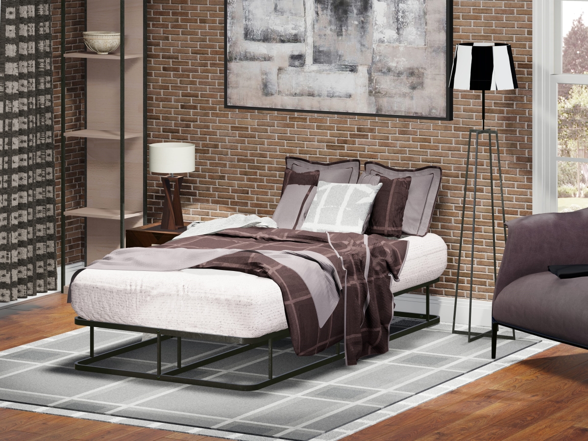 DHTBBLK Dothan Twin Size Bed Frame with Luxurious Style Headboard & Footboard, Black - Excellent Metal Frame in Powder Coating Black