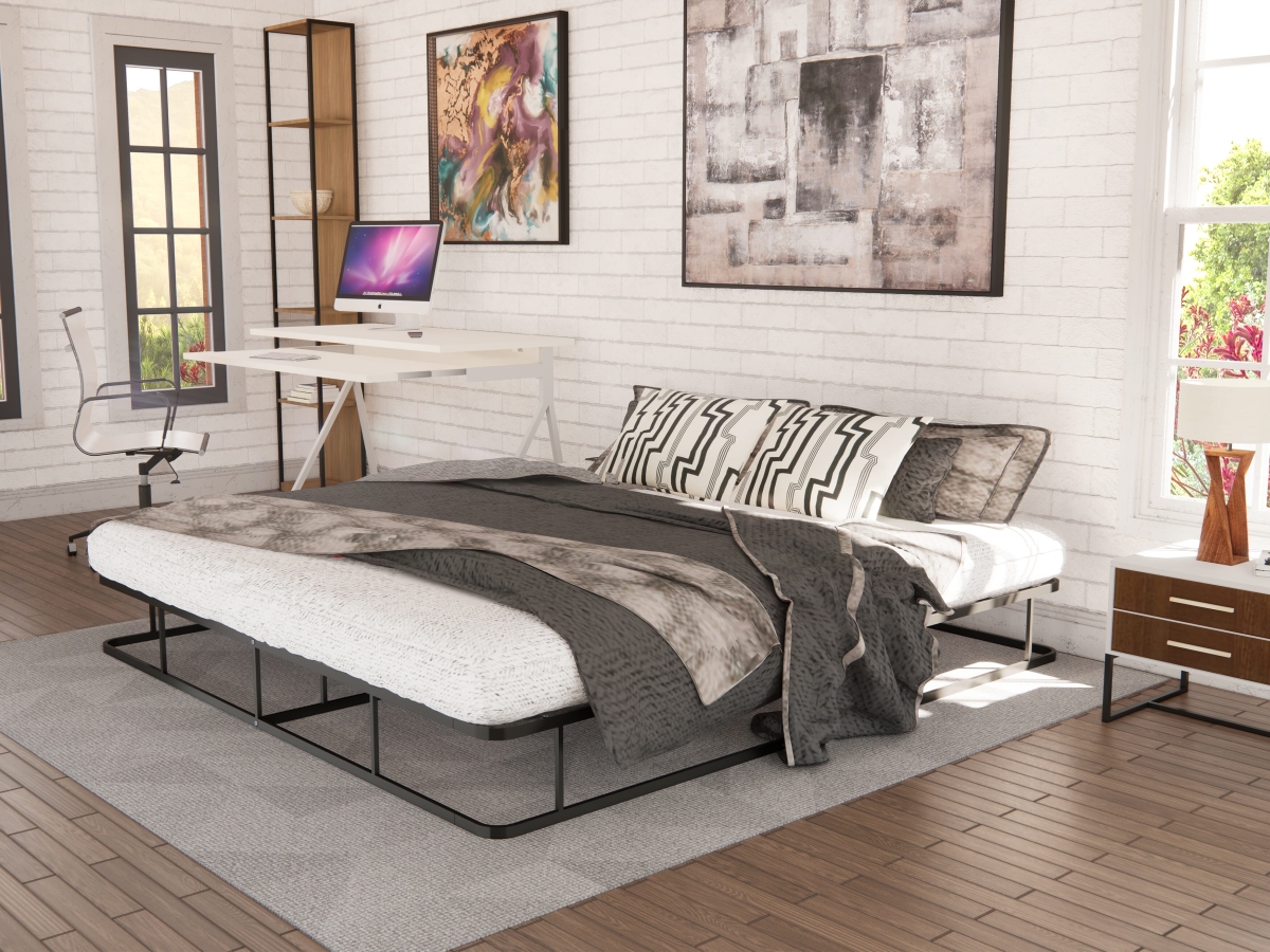 DHKBBLK Dothan Metal King Bed Frame with Magnificent Design Headboard & Footboard, Black - Premium Metal Frame in Powder Coating Black