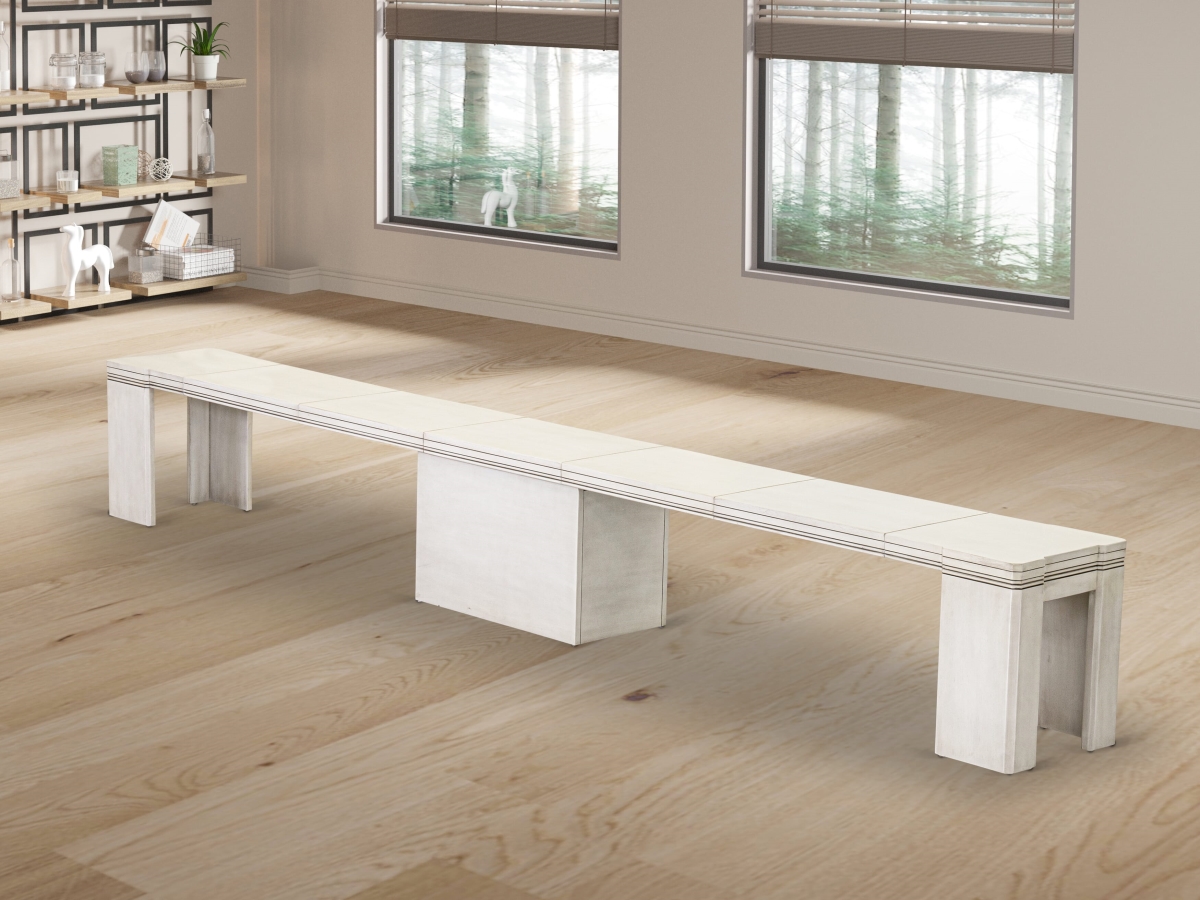 XTB-AWH-W Extendable Dining Bench, Antique White