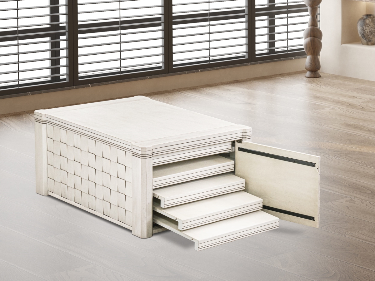 XTC-AWH-T Rectangular Coffee Table, Antique White - 42 x 28 x 19