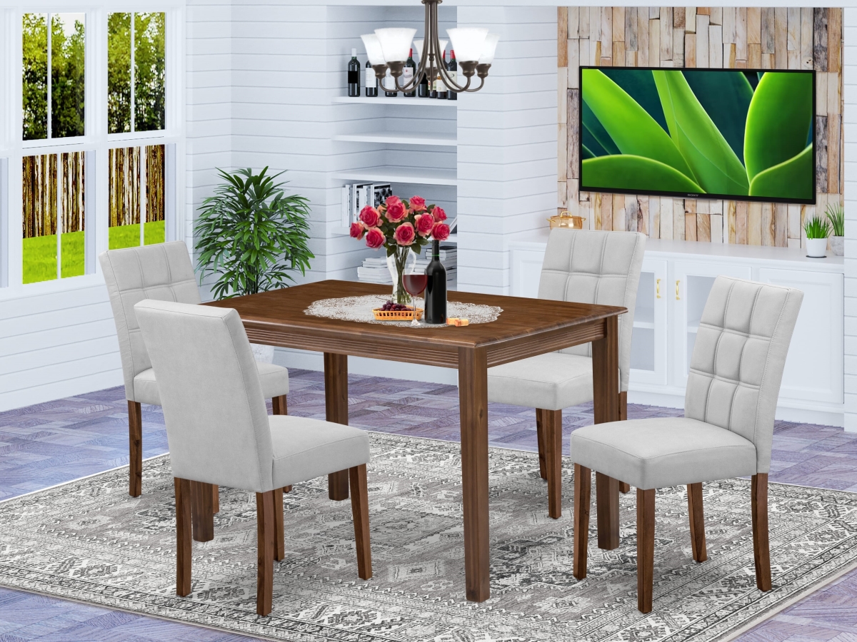 YAAS5-AWA-27 Dining Set Consists, Antique Walnut - A Modern Table & 4 Light Gray - 5 Piece