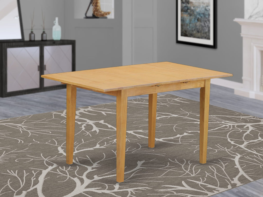ANFT-OAK-T Butterfly Leaf Norfolk Table Top Surface & Oak Finish Amazing 4 Legs Hardwood Structure Wood Kitchen Table, Oak