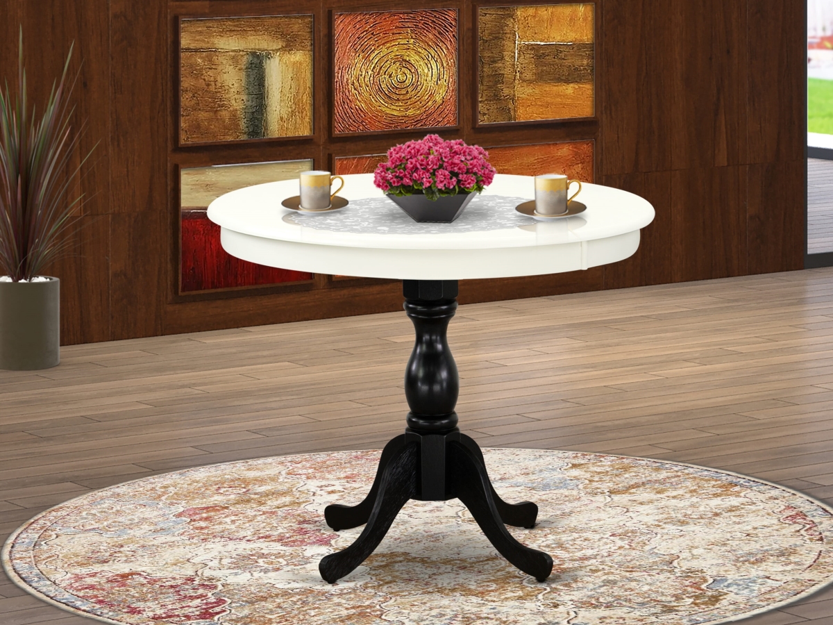 AMT-LBL-TP Antique 36 in. Round Kitchen Table for Small Space Top & Black Pedestal, Multi Color