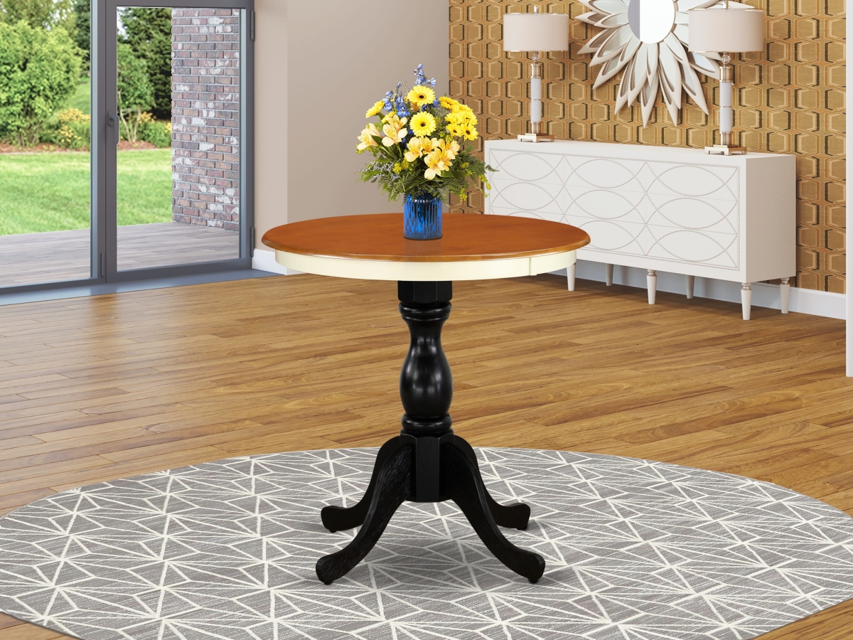 EST-WBL-TP Eden 3 in. Round Kitchen Table for Small Space, Multi Color - Buttermilk Top & Black Pedestal