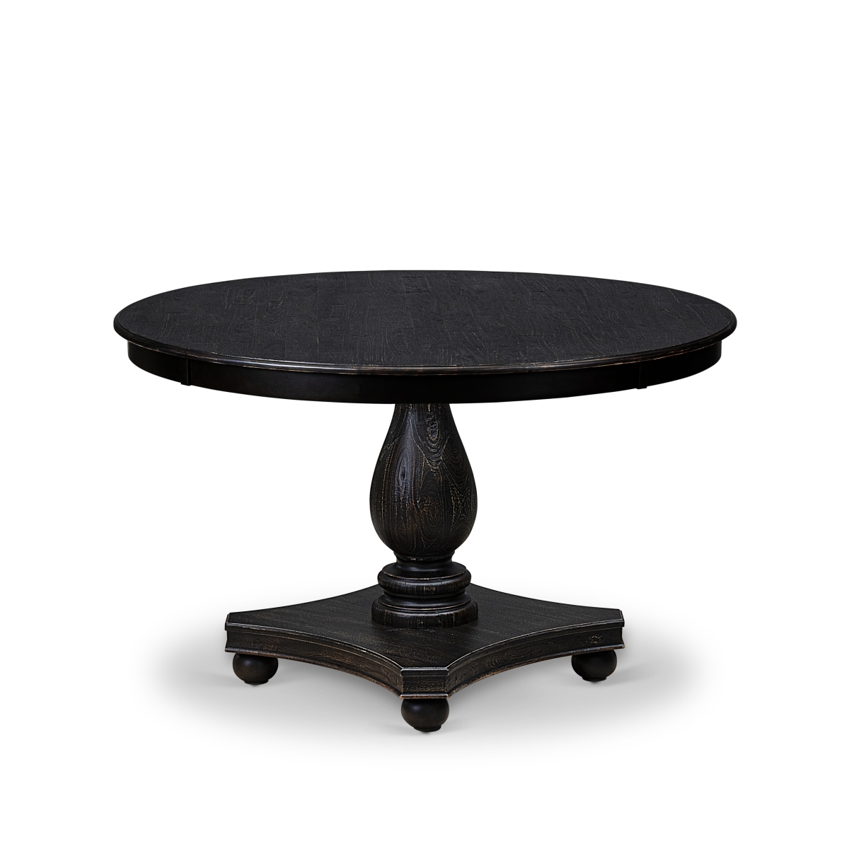 FE2-11-TP Mid Century Dining Table with Acacia Wood Round Tabletop - Sand Blasted Black Finish