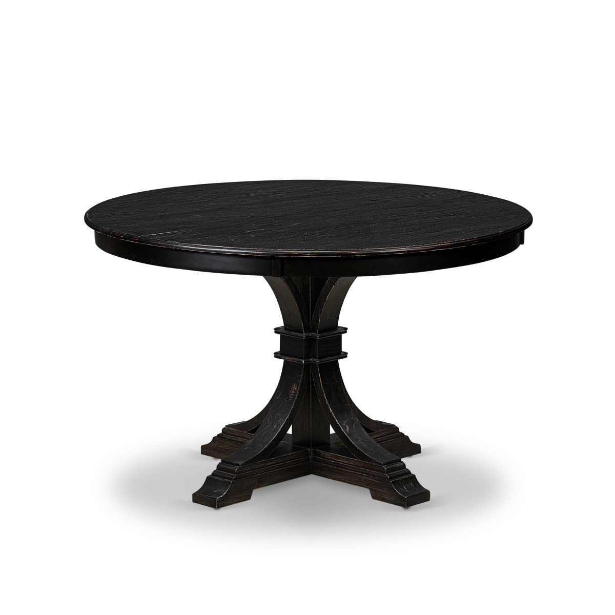 FE7-11-TP Kitchen Table with Round Tabletop & Stylish Pedestal Base - Sand Blasted Black