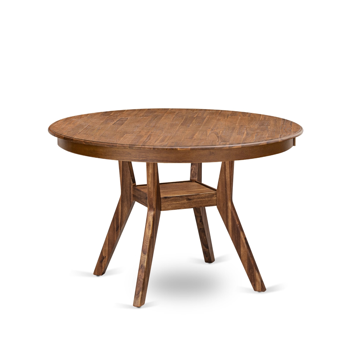 FE8-0N-TP Dinner Table with Round Tabletop & Elegant Pedestal Base - Antique Walnut