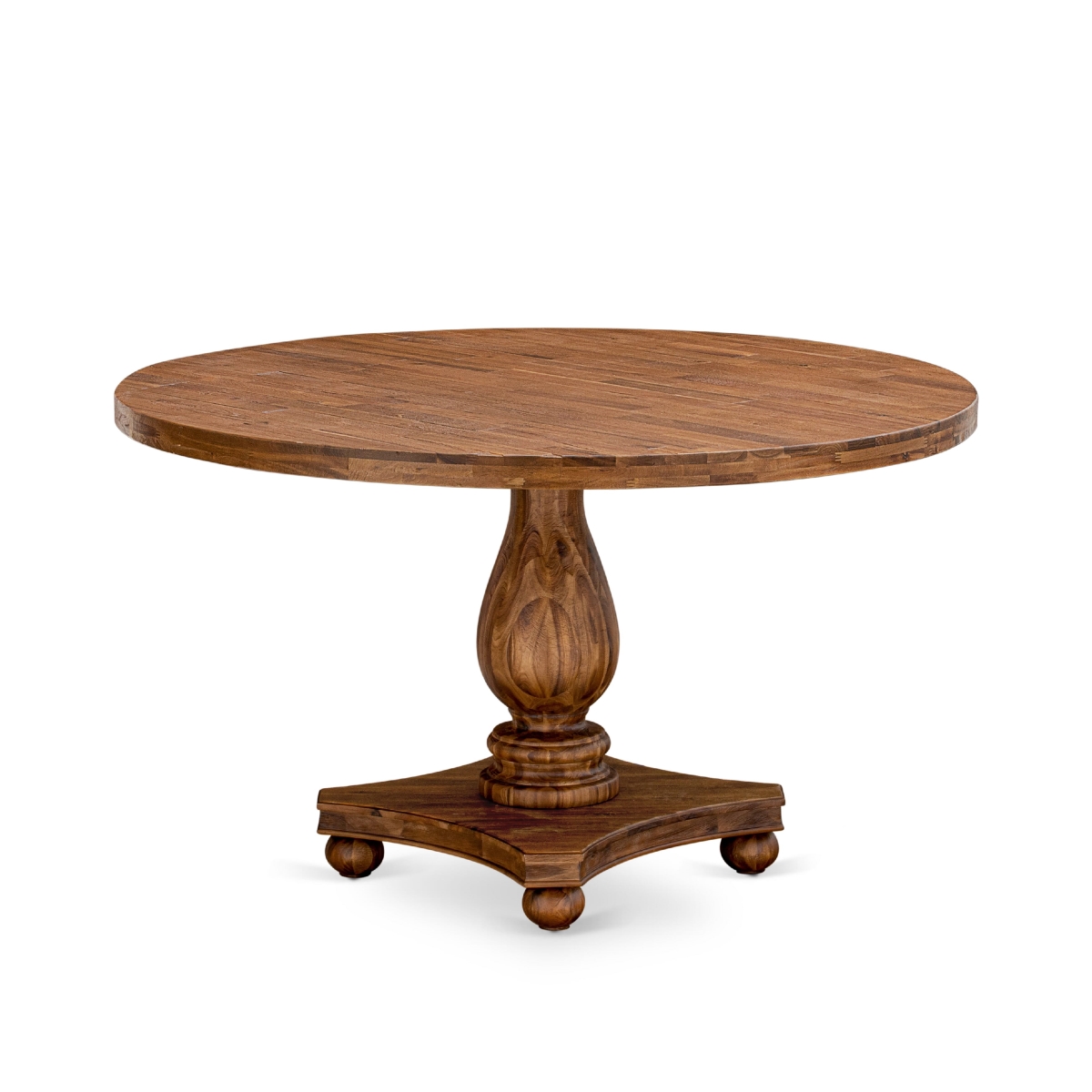 I52-0N-TP Dining Room Table with Round Tabletop & Elegant Pedestal Base - Antique Walnut