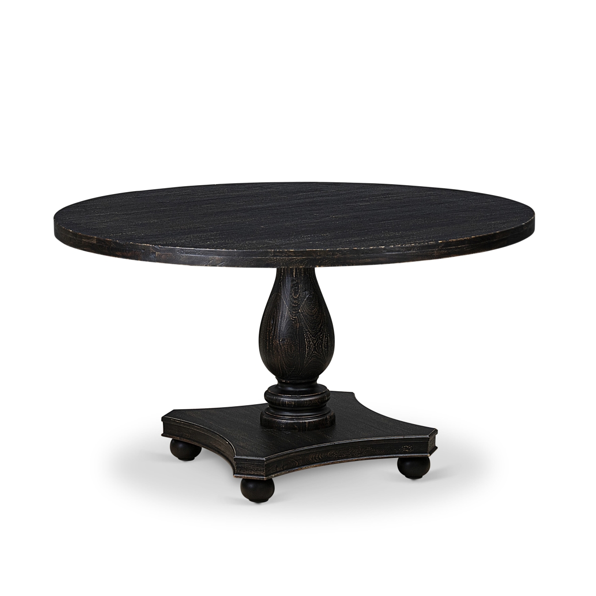 I52-11-TP Wooden Breakfast Table with Round Tabletop & Stylish Pedestal Base - Sand Blasted Black