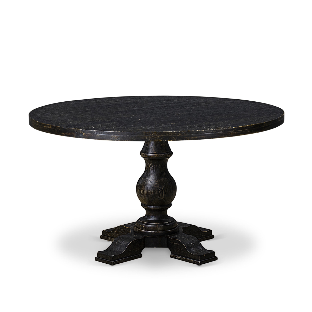 I55-11-TP Breakfast Table with Round Tabletop & Stylish Pedestal Base - Sand Blasted Black