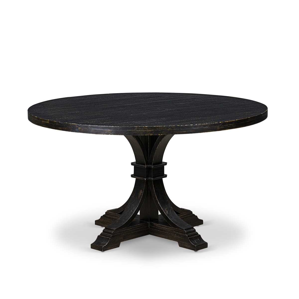 I57-11-TP Mid-Century Table with Round Tabletop & Stylish Pedestal Base - Sand Blasted Black