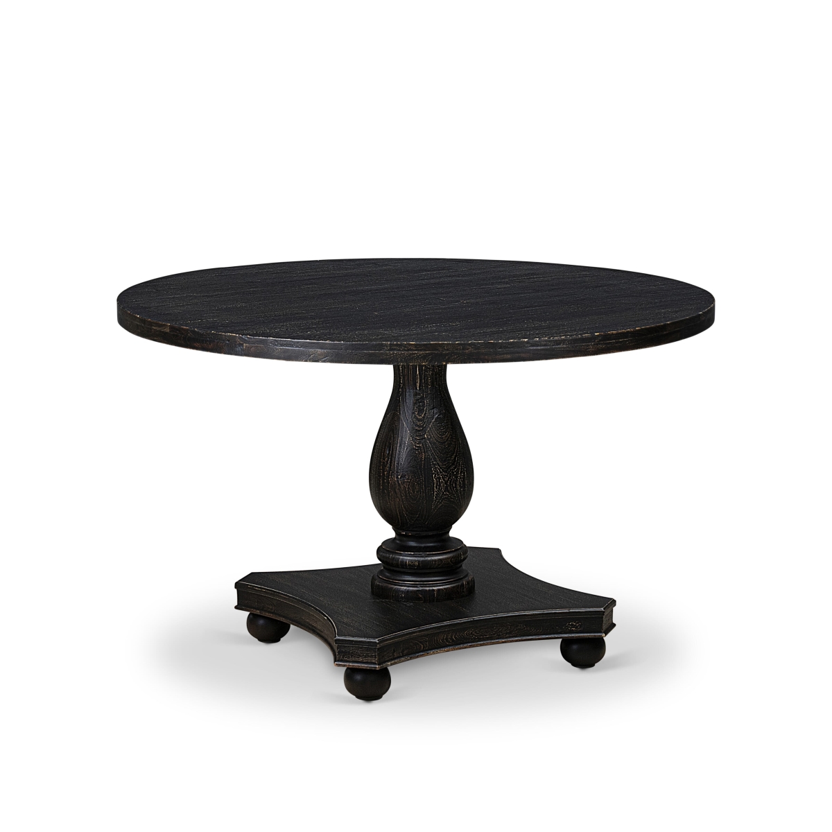 IR2-11-TP A Dining Table with A Round Tabletop & Stylish Pedestal - Sand Blasted Black Finish